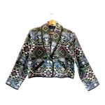 NEW IDENTITY Vintage Cropped Southwestern Country Tapestry Jacket Size M NEW Green Size M Photo 4