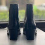 Soda Black Almond Toe Vegan Leather Stacked Heel Bootie Photo 4