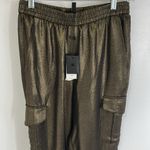 BCBG Maxazria Cian Metallic Cargo Joggers Black Gold Photo 5