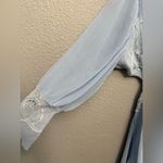 ASOS Embroidered Floral Pleated Cut Out Mini Dress in Light Blue Size 12 NWT Photo 6