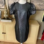 RICKIE FREEMAN FOR TERI JON Rickie Metallic Puff Sleeve Sheath Dress Size 8 Gold Photo 1