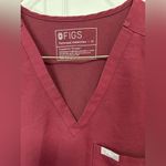 FIGS  Women’s Deep Red V-Neck Shirt Photo 2