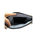 None REAL Cowhide Leather Wristlet ~ White & Silver Fur Photo 2