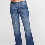 Free People  We The Free NWT Maggie Straight Leg Raw Hem Jeans in Sequoia Blue Photo 0