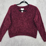 Arizona Jeans Arizona Red Chenille Ribbed Sleeve Y2K VTG Academia Crop Cozy Sweater Medium Photo 0