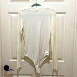 Eye Candy  Cream Ribbed Long Sleeve V-Neck Bodysuit Photo 1