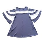 Nina Leonard  Women’s Ity Navy Blue White Stripe‎ Cold Shoulder Dress Size L Photo 5