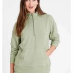 Banana Republic M Sage Baby Terry Zip Sweatshirt Fleece Pocket Sweater Stretch Photo 2