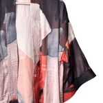Soft Surroundings  Ainsley Abstract Kimono Earthtones Satin Cardigan Sz S/M Boho Photo 4