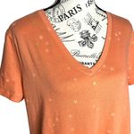 a.n.a  LARGE Orange Gold Pink Star Print Short Sleeve V-Neck Tee Shirt Top Photo 5