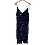 Topshop Navy Star Print Midi Slip Dress size 8 Tie Straps Button Front V Neck Photo 6