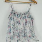 Lush Clothing Lush Pink Blue Floral Ruffle Tank Camisole size Large Cottagecore Spring Photo 0