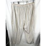 Woman Within Plus Size 28W Linen Pants Striped Elastic Waist Pull On Tan 1710 Photo 1