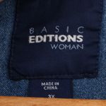 Floral Embroidered Rhinestone Denim Jacket Womens Cottage Western Plus Size 3X Blue Photo 3