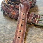 Women's Made in Uruguay Vintage Leather Woven Braided Buckle Belt Brown Photo 5