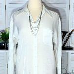 Domani Collection White Satin Long Sleeve Shirt Large Photo 0