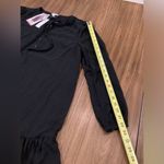 Draper James  Tie Neck Flounce Shift chiffon long sleeve Mini Dress small Black Photo 11