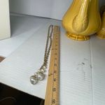Vintage lariat flapper tie front chain and faux pearl necklace. Gold Photo 2