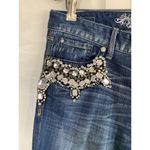 EXPRESS Zelda Jeans Women’s 8 Blue Denim Slim Fit Ultra Low Rise Distressed READ Photo 1