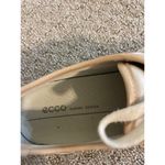 Ecco  White Leather with Tan Trim Lace Up Low Top Shoes Photo 2