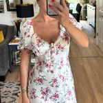 Forever 21  Floral Satin Dress Mini Puff Sleeve Photo 0