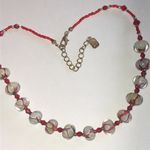 Lavish Elegant Red and White Clear Glass Beaded Boho Necklace Photo 1