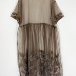 Randi & Will Pirouette Dress Mink Sheer Fantasy Hand Embroidered Chenille Fawn Brown Photo 1