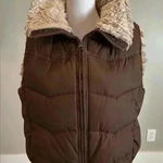 BP ✨Women’s Vintage Style Faux Fur Winter Jacket Vest- Medium Brown /cream pockets Photo 0