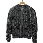 Charlotte Russe Velvet Bomber Jacket - Gray - Medium Photo 9