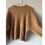 Sophie Rue  Soft Ribbed Knit Crewneck Sweater Size Large in Camel Classic Preppy Photo 7