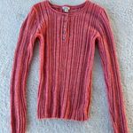 Sundance Echo Beauty Ribbed Knit Henley Sweater Coral Cotton /Silk Size Small Pink Photo 0