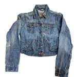 American Eagle OUTFITTERS Women’s Distressed Denim Jacket Size Small Petite Photo 0
