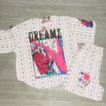 Vintage nwt cotton 90s nostalgic sleepwear pajamas short & t shirt button up m Pink Size M Photo 0