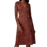 Sweet Baby Jamie Chic Brown Black Zebra Wrap Midi Dress Women’s Size Small S Photo 13
