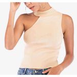 Le lis  Asymmetrical Sweater Top Sleeveless Mock Neck Pale Yellow Trendy Small‎ # Photo 0