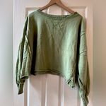 American Eagle  Women’s Oversized Big Hug Reverse Sweatshirt Green Cotton Size S Photo 1