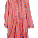 Gap Dress Size Small Geometric Print Button Front Long Sleeve Pink Orange Retro Photo 0