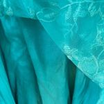 Catherines  Blue Lace Top 2X Womens Plus Long Sleeve V Neck Scallop Hem Overlay Photo 2