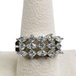 White/Clear Marquise & Round Cut Rhinestone Triple Split Shank Ring Photo 1