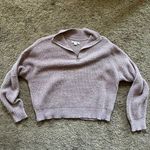 American Eagle Open Knit Pink 1/4 Zip Cropped Sweater Photo 0