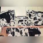 Nicole Miller  Linen Off Shoulder Black White Abstract Print Top Size Small Photo 2