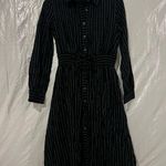 Orange Creek  Black Striped Button Down Tie Front Dress Size Small Photo 0