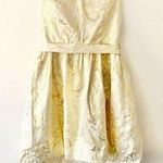 Forever 21 NEW  Gold Floral Foil Strapless Mini Dress Photo 0