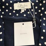 L'Academie L’ACADEMIE Carter Linen Blazer Open Front Navy Blue White Polka Dot Medium New Photo 5