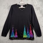 Quacker Factory Christmas Sweater XS Sequin Tree Black Holiday Party Sparkle Photo 1