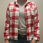 UGG  Red and White Flannel Shirt Size Large Button Down Photo 0
