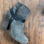 Coclico • suede ankle boots grey leather harness strap stacked high heel bootie Size 7.5 Photo 6