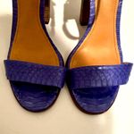 Coach Lexey Leather Snakeskin Chunky Open Toe Sandals Deep Marine Blue Size 8 Photo 3