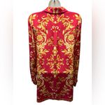 Chico's Chico’s Satin Pink Gold Classy Scrolled Print Button Front Blouse Sz 2~12/14 Photo 5