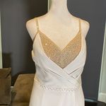 Women’s White Wedding Dress Leg Slit Silver Beading Corset Back Size 2 NEW White Photo 1